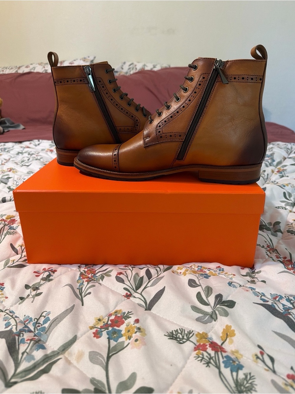Dockorio Men's Brown Leather Lace-up Ankle Boots